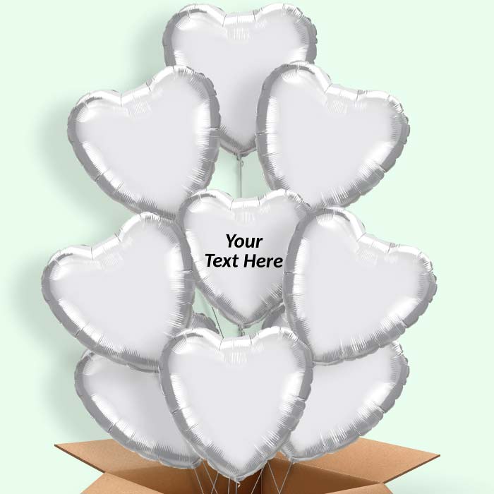 Personalised Chrome Silver Helium Balloons - Heart - 9 Balloon | Party Save Smile