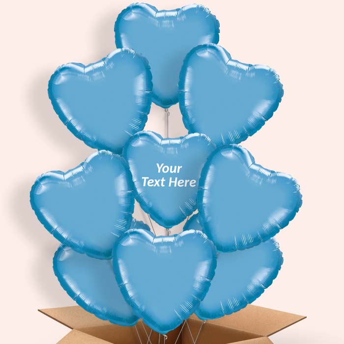 Personalised Heart Blue Chrome Helium Balloons - 9 Balloon | Party Save Smile