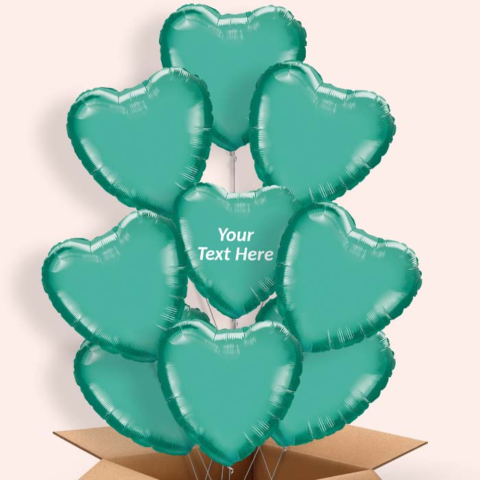 Personalised Chrome Green Heart Helium Balloon in a Box - 9 Balloon | Party Save Smile