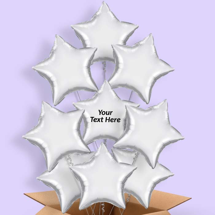 Chrome Silver Helium Balloons in a Box - Star - 9 Balloon | Party Save Smile