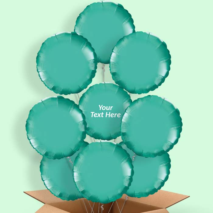 Personalised Circle Chrome Green Helium Balloon in a Box - 9 Balloon | Party Save Smile