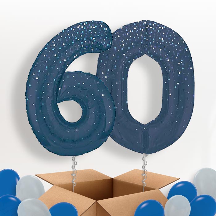 Navy Blue Dots 60 Helium Balloons in a Box - Package | Party Save Smile