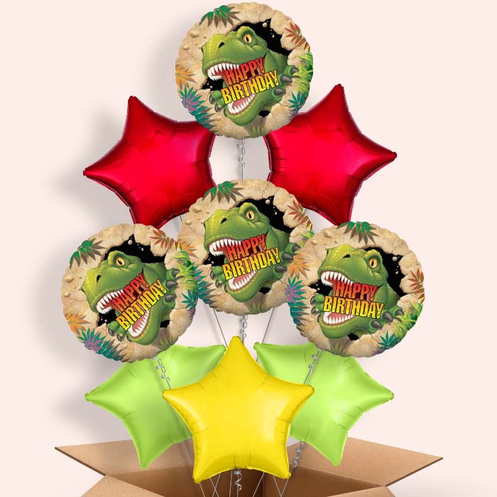 Happy Birthday Dinosaur Balloon Set in a Box - 9 Balloon | Party Save Smile