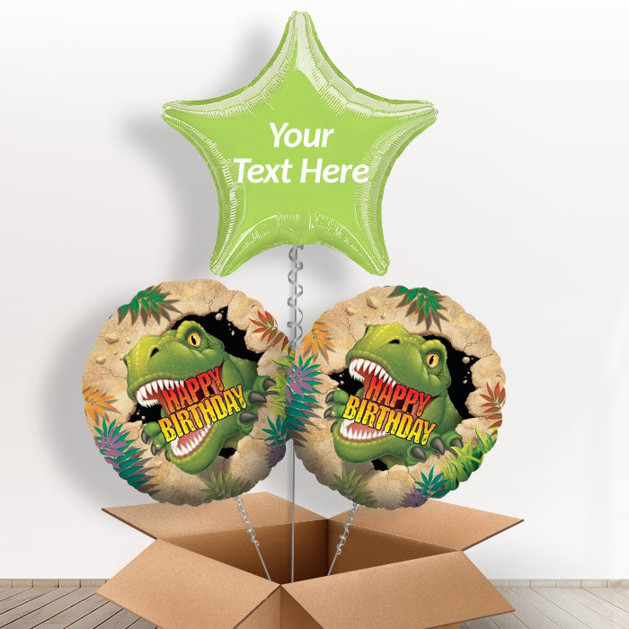 Personalised Dinosaur Helium Balloon Delivery - Balloon Trio | Party Save Smile