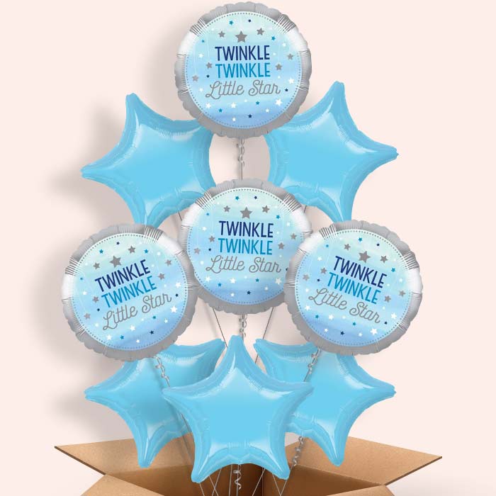 Blue Twinkle Twinkle Little Star Helium Balloon in a Box - 9 Balloon | Party Save Smile