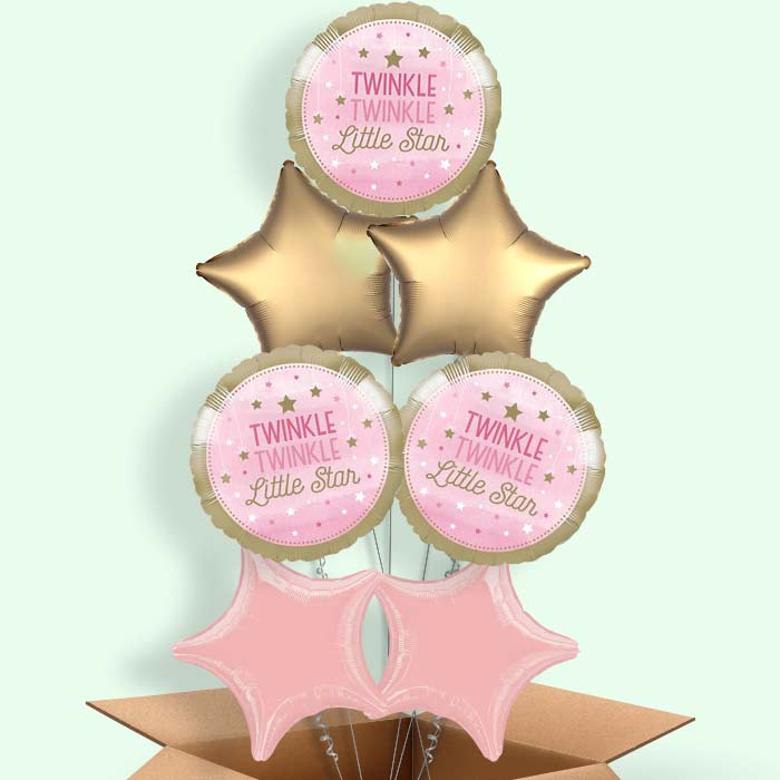Pink Twinkle Twinkle Little Star Helium Balloon in a Box - 7 Balloon | Party Save Smile