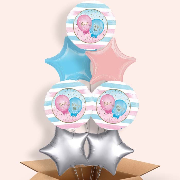 Bow or Bowtie Gender Reveal Balloon Inflated - 7 Balloon | Party Save Smile