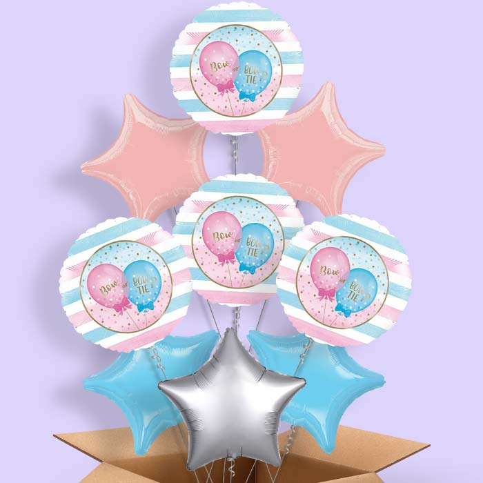 Bow or Bowtie Gender Reveal Balloon Inflated - 9 Balloon | Party Save Smile