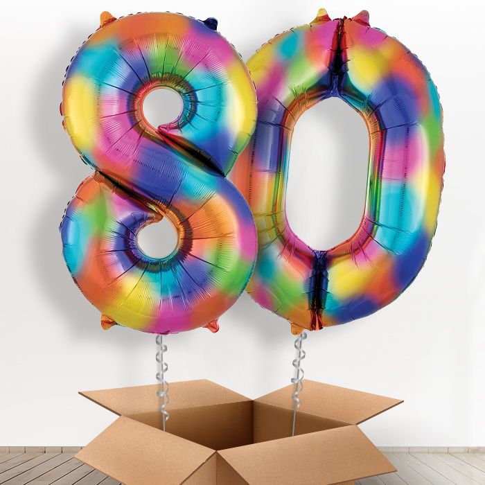 80 Helium Balloons Delivery in a Box - Rainbow - Package | Party Save Smile