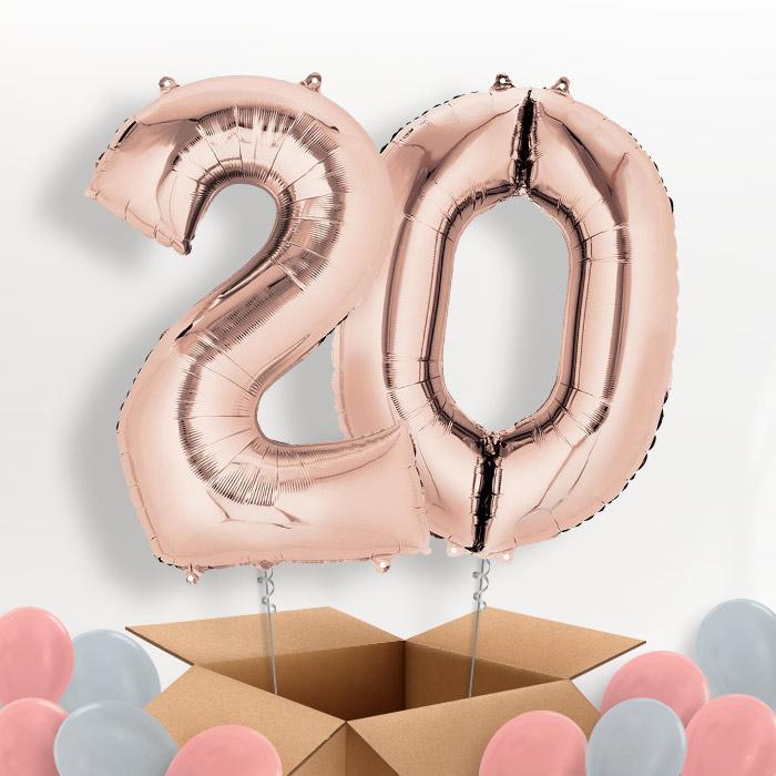 Rose Gold 20 Helium Balloons in a Box - Package | Party Save Smile