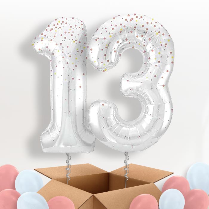 Rose Gold Dots 13 Helium Balloons in a Box - Package | Party Save Smile