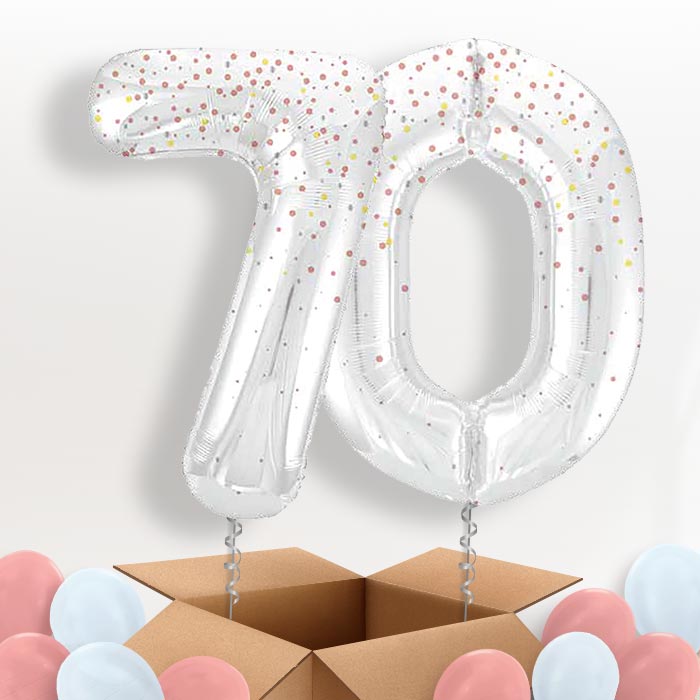 Rose Gold Dots 70 Helium Balloons in a Box - Package | Party Save Smile