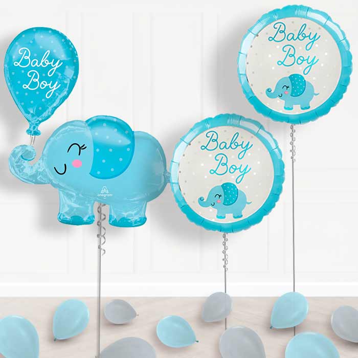 Giant Baby Boy Blue Elephant Shaped Balloon Package - Package | Party Save Smile