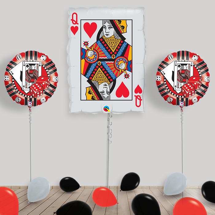 Inflated Casino Queen of Hearts Helium Balloon Package - Package | Party Save Smile