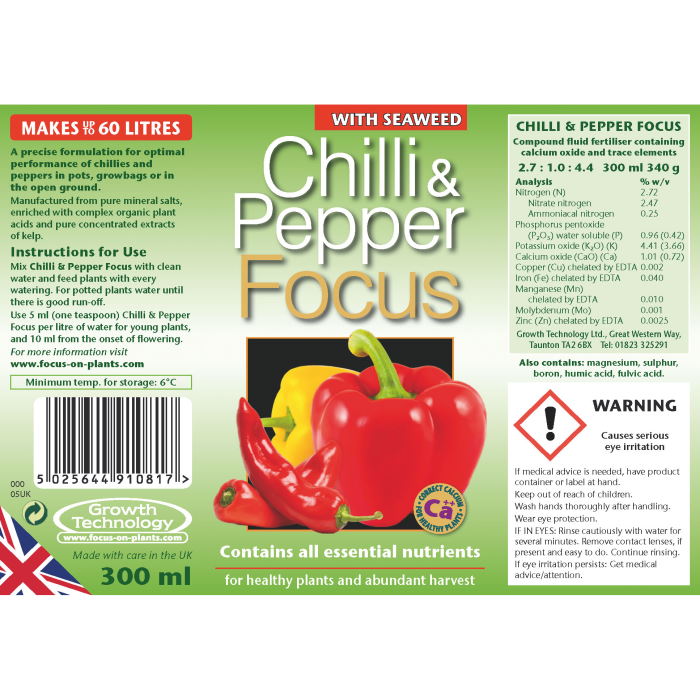 Chilli and Pepper Focus Plant Food 300 ml | Party Save Smile
