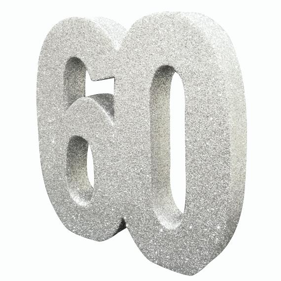 Table Decor for 60th Birthday - Silver 20cm | Party Save Smile