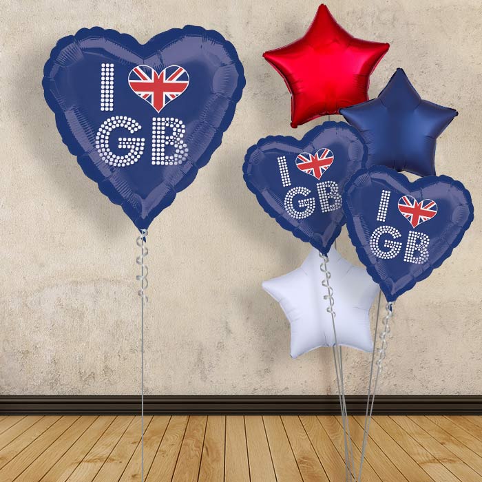 Union Jack Love Helium Balloons in a Box - 1 Balloon | Party Save Smile