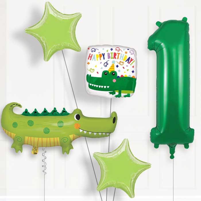 Alligator Crocodile 1st Birthday Helium Balloon Package - 1st Birthday Balloon Package | Party Save Smile
