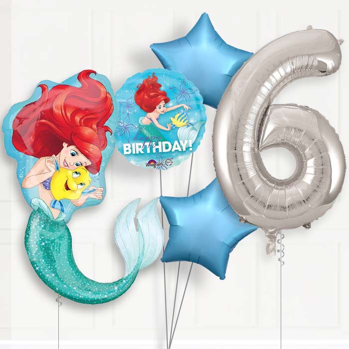 Ariel 6th Birthday Helium Balloon Package - 6th Birthday Balloon Package | Party Save Smile
