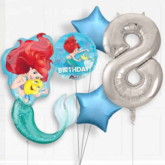 Ariel 8th Birthday Helium Balloon Package - 8th Birthday Balloon Package | Party Save Smile