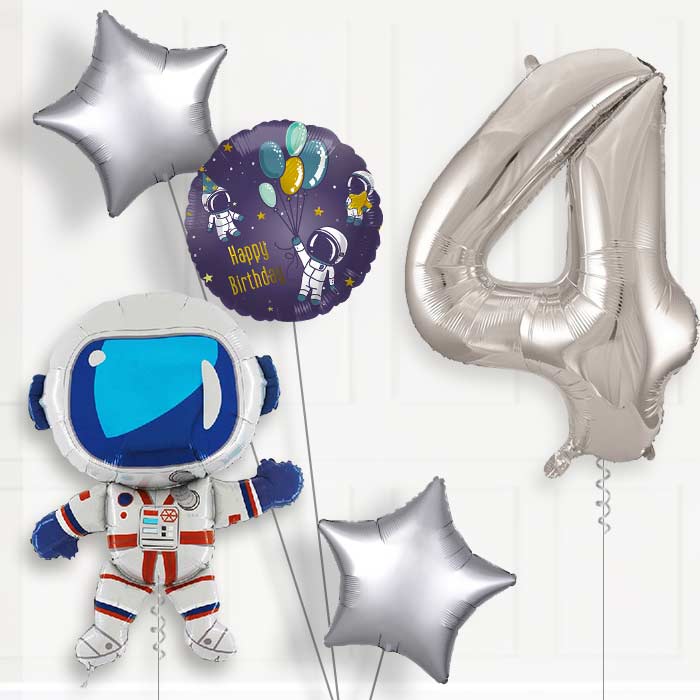 Astronaut 4th Birthday Helium Balloon Package