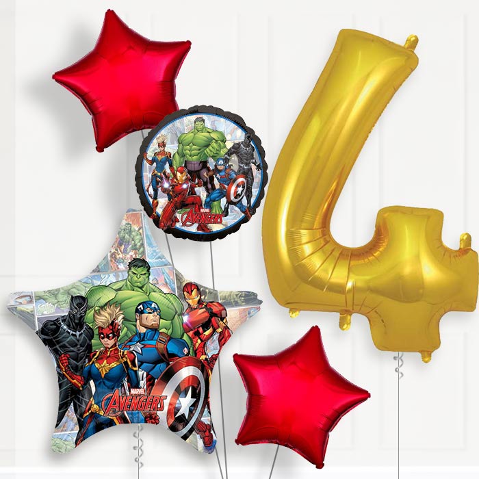 Avengers 4th Birthday Helium Balloon Package - 4th Birthday Balloon Package | Party Save Smile