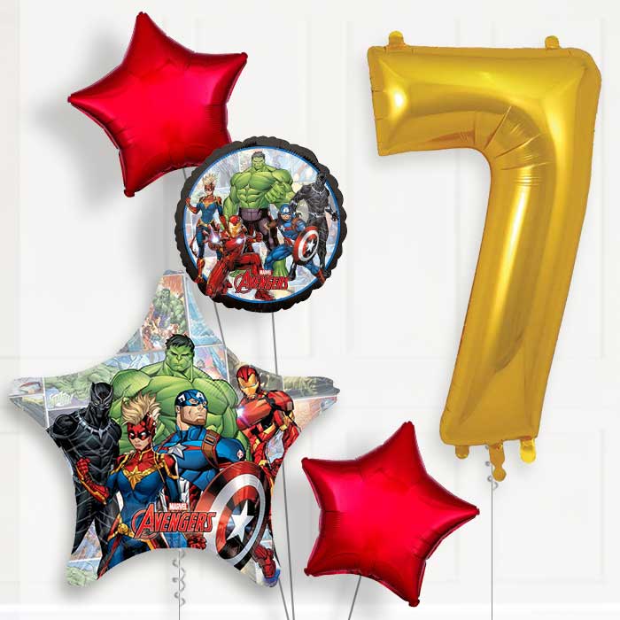 Avengers 7th Birthday Helium Balloon Package - 7th Birthday Balloon Package | Party Save Smile