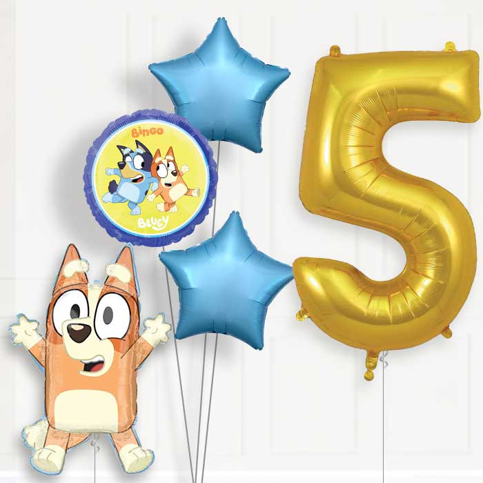 Bingo 5th Birthday Helium Balloon Package - 5th Birthday Balloon Package | Party Save Smile