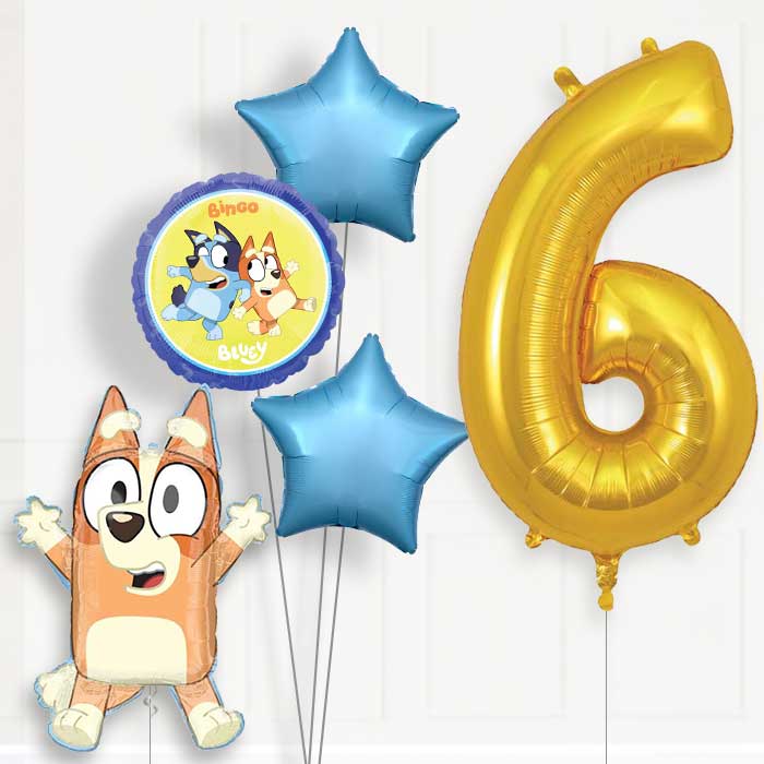 Bingo 6th Birthday Helium Balloon Package - 6th Birthday Balloon Package | Party Save Smile