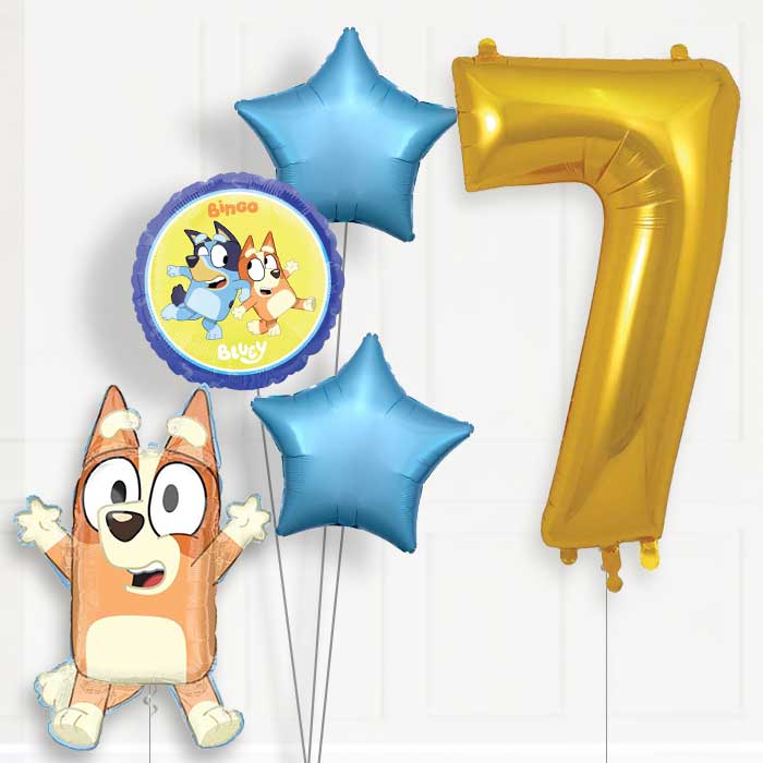 Bingo 7th Birthday Helium Balloon Package - 7th Birthday Balloon Package | Party Save Smile