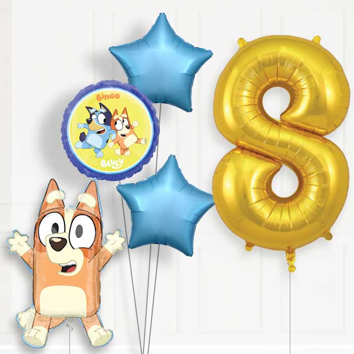 Bingo 8th Birthday Helium Balloon Package - 8th Birthday Balloon Package | Party Save Smile