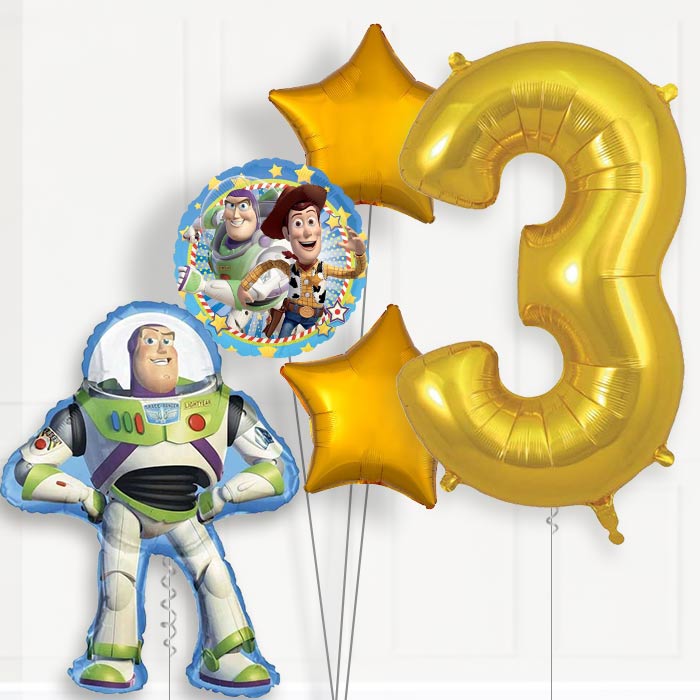 Toy Story Buzz 3rd Birthday Helium Balloon Package - 3rd Birthday Balloon Package | Party Save Smile