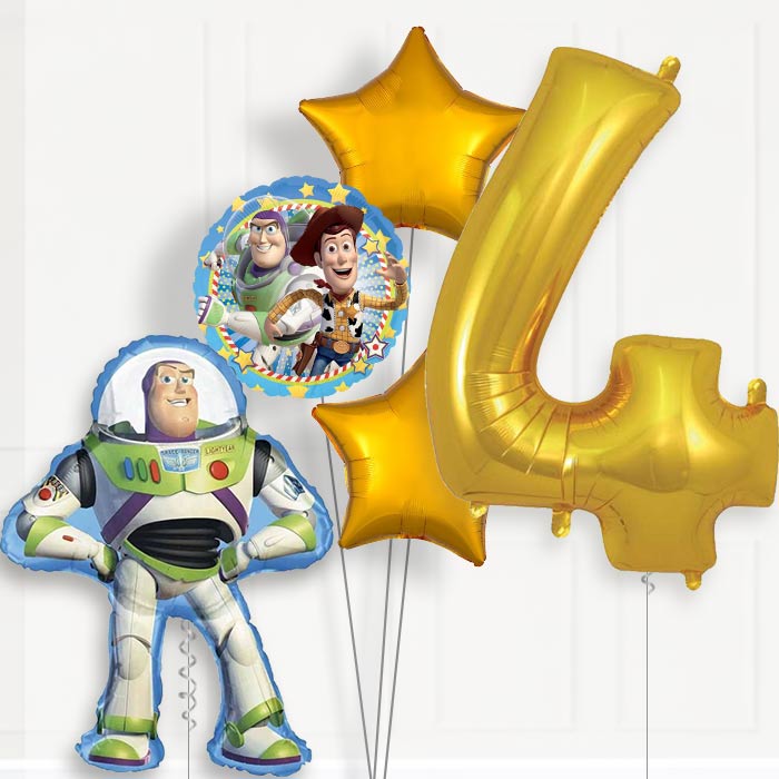 Toy Story Buzz 4th Birthday Helium Balloon Package - 4th Birthday Balloon Package | Party Save Smile