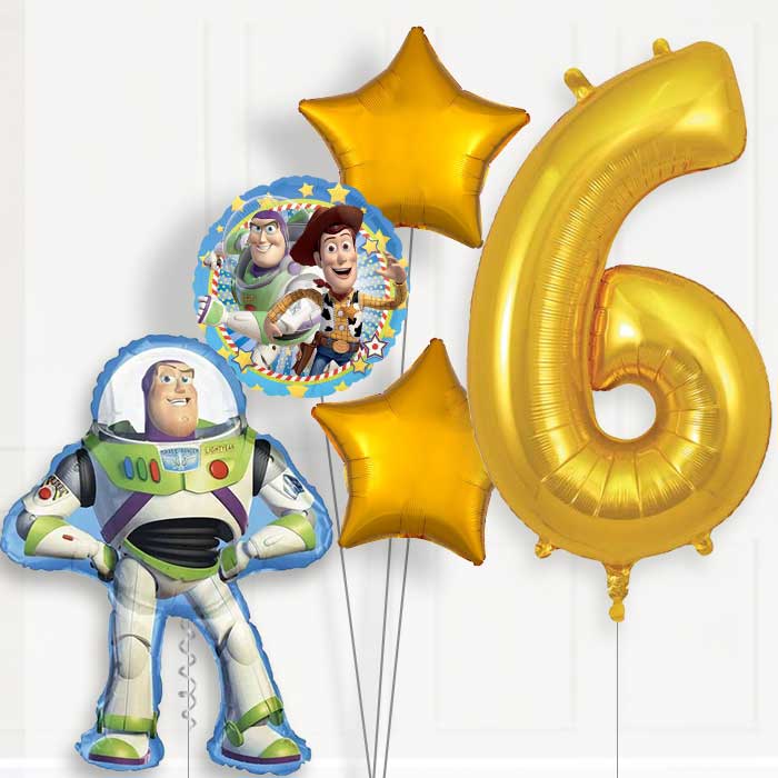 Toy Story Buzz 6th Birthday Helium Balloon Package - 6th Birthday Balloon Package | Party Save Smile