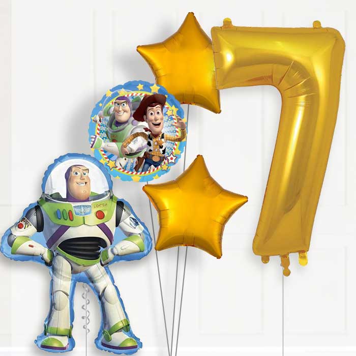 Toy Story Buzz 7th Birthday Helium Balloon Package - 7th Birthday Balloon Package | Party Save Smile