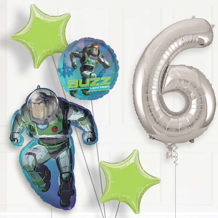 Buzz Lightyear 6th Birthday Helium Balloon Package - 6th Birthday Balloon Package | Party Save Smile