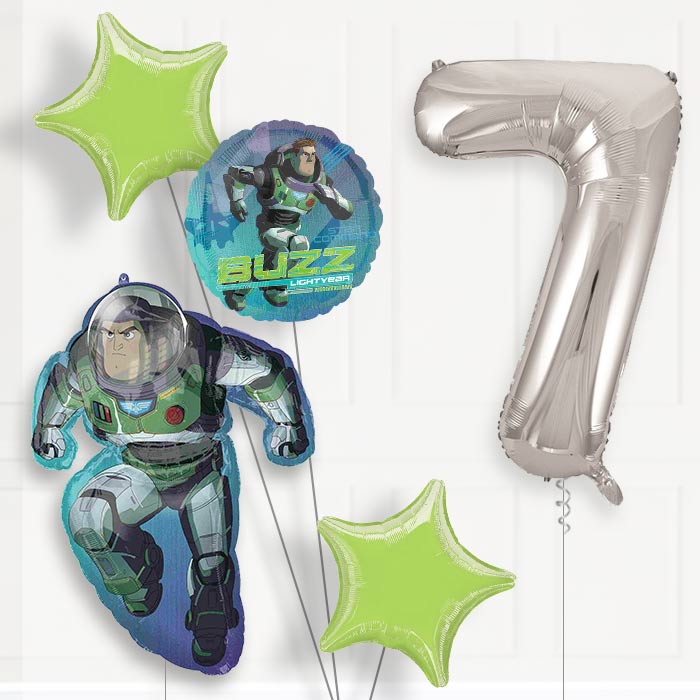 Buzz Lightyear 7th Birthday Helium Balloon Package - 7th Birthday Balloon Package | Party Save Smile