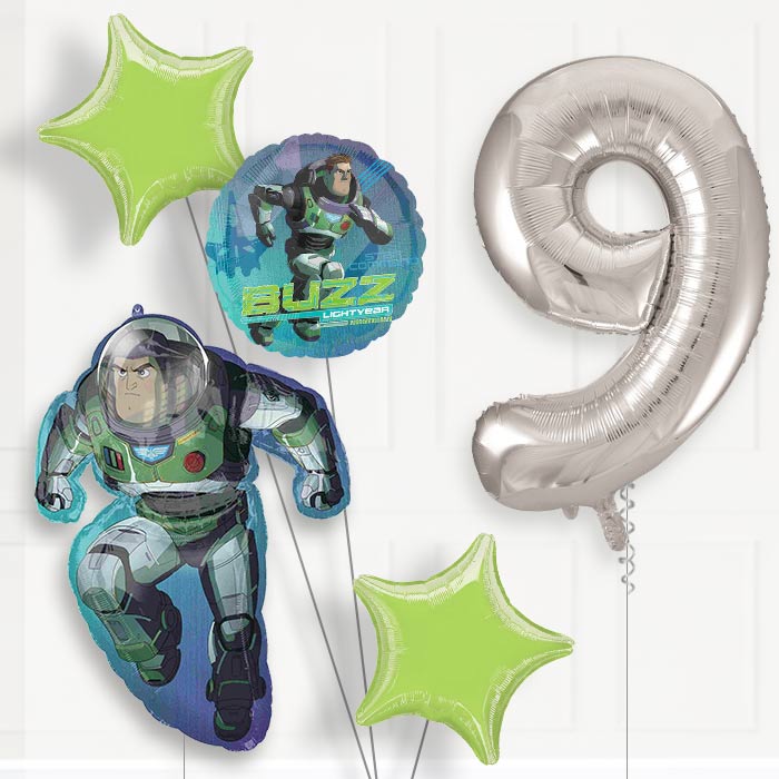 Buzz Lightyear 9th Birthday Helium Balloon Package - 9th Birthday Balloon Package | Party Save Smile