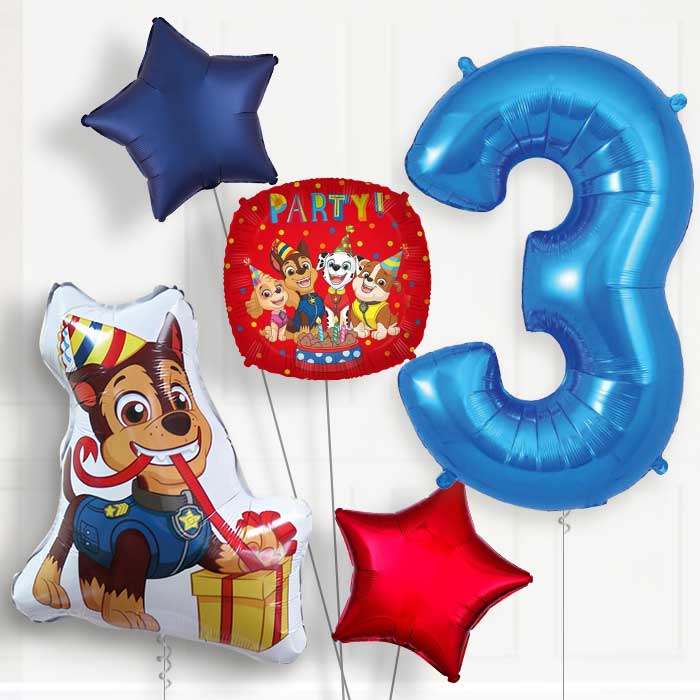 Chase Shaped 3rd Birthday Helium Balloon Package - 3rd Birthday Balloon Package | Party Save Smile