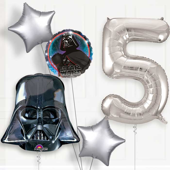 Darth Vader 5th Birthday Helium Balloon Package - 5th Birthday Balloon Package | Party Save Smile