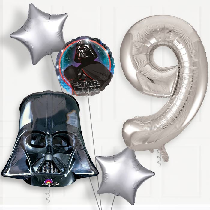 Darth Vader 9th Birthday Helium Balloon Package - 9th Birthday Balloon Package | Party Save Smile