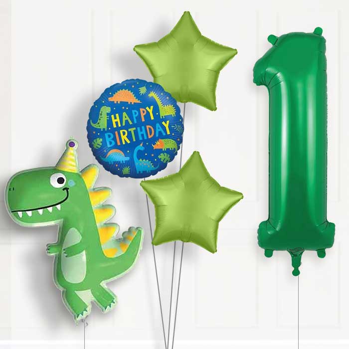 Dinosaur 1st Birthday Helium Balloon Package - 1st Birthday Balloon Package | Party Save Smile