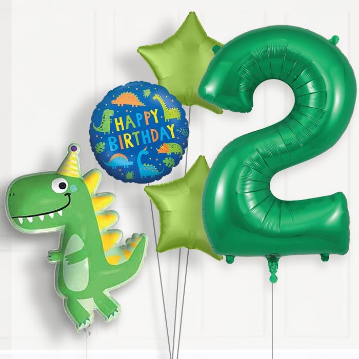 Dinosaur 2nd Birthday Helium Balloon Package - 2nd Birthday Balloon Package | Party Save Smile