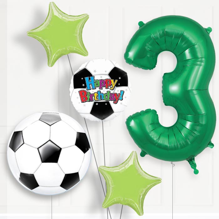 Football 3rd Birthday Helium Balloon Package - 3rd Birthday Balloon Package | Party Save Smile