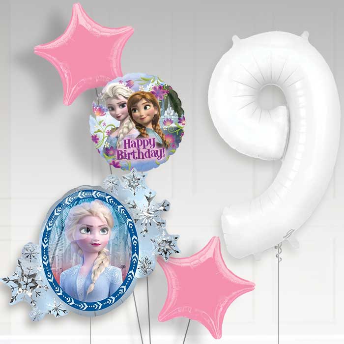 Frozen 9th Birthday Helium Balloon Package - 9th Birthday Balloon Package | Party Save Smile
