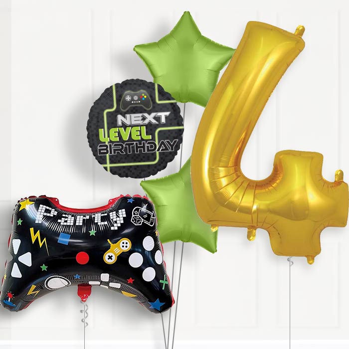Game Controller 4th Birthday Helium Balloon Package - 4th Birthday Balloon Package | Party Save Smile