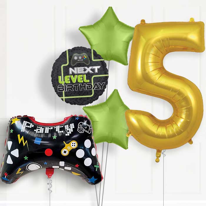 Game Controller 5th Birthday Helium Balloon Package - 5th Birthday Balloon Package | Party Save Smile
