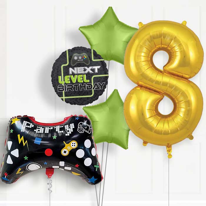 Game Controller 8th Birthday Helium Balloon Package - 8th Birthday Balloon Package | Party Save Smile