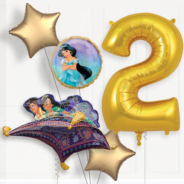 Princess Jasmine 2nd Birthday Helium Balloon Package - 2nd Birthday Balloon Package | Party Save Smile