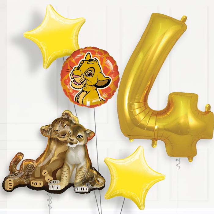 The Lion King 4th Birthday Helium Balloon Package - 4th Birthday Balloon Package | Party Save Smile